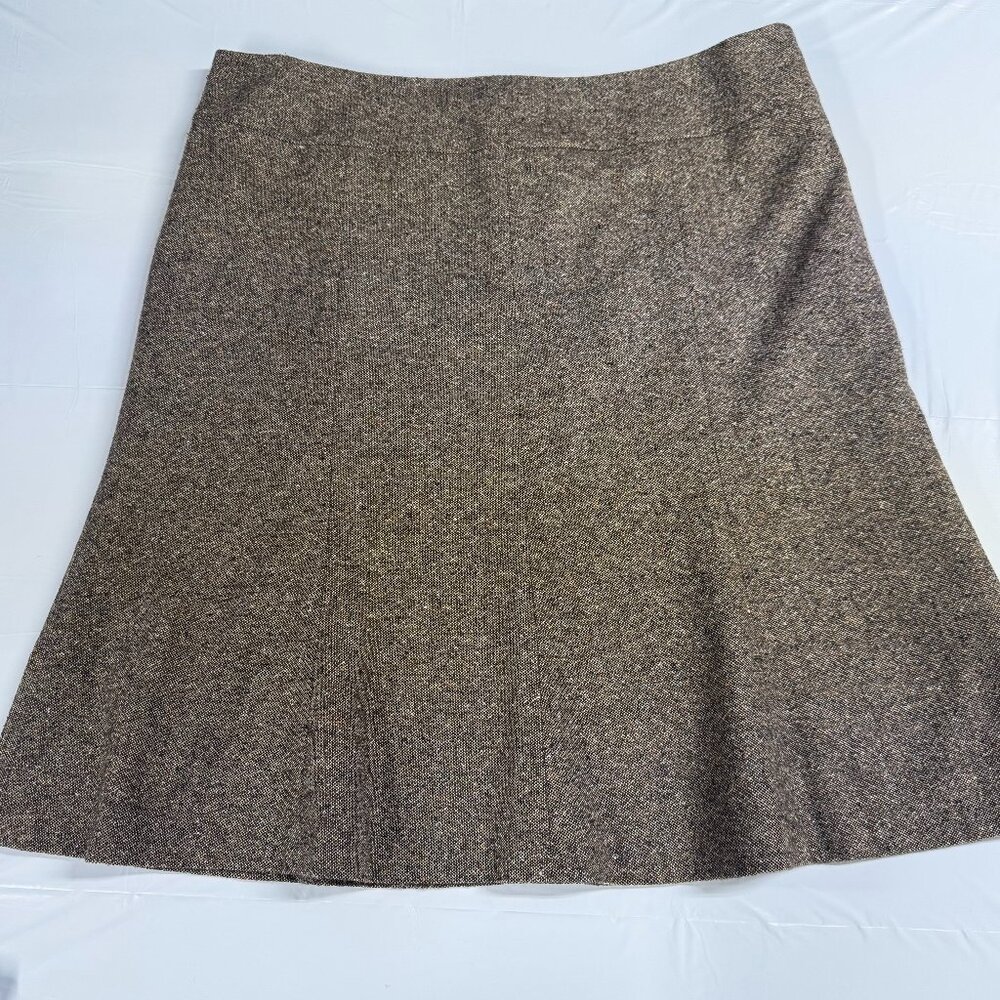 Talbots Brown Tweed A-Line Skirt Wool Blend Lined Size 14 Classic Career